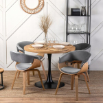 Mink&scaron;ta kėdė, valgomojo kambario poilsio kėdė Velour i&scaron;lenkta GARY Grey Oak Loft