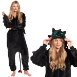 Moteri&scaron;ka Vientisa Pižama Kigurumi Onesie Drakonas Bezdantis Juoda 165-175 Cm L, L