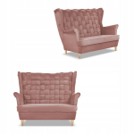 Carol wingback sofos pudra rožinė rožinė skandinavi&scaron;ka 2-vietė sofa Family Meble