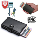 Juodas RFID NFC apsauginis piniginės kortelių laikiklis 5 vnt. kortelių (tikra oda) PHH-0724192