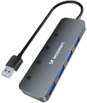 Hub rozdzielacz 4x USB-A z włącznikami aluminiowy - szary WOZINSKY