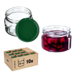 KADAX Denia konservavimo stiklainiai 250ml 10vnt 82mm + žalias dangtelis