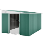 Metalinis įrankių sandėliukas Nuožulnus stogas Užrakinamos dvigubos durys 2,8 x 3,45 x 2,01 m Žalias, Žalia