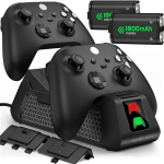 Xbox valdiklio įkroviklis su 2 x 1800mAh baterijomis, USB įkrovimo stotelė, įkrovimo bazė, žaidimų valdiklių akumuliatorių įkroviklis