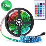 USB RGB LED juostelė 10m, 30 LED/m su nuotolinio valdymo pulteliu, spalvota ap&scaron;vietimo juosta, reguliuojama &scaron;viesos juosta, dekoratyvinis ap&scaron;vietimas