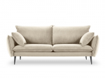Trivietė aksominė sofa Milo Casa Elio, smėlio spalvos/juoda