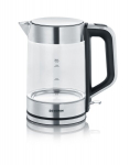 Virdulys Severin WK 3420 Laidinė kettles stiklas, nerūdijantis plienas (&scaron;lifuotas), juoda Talpa: 1.7 l