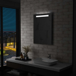 Sieninis vonios kambario veidrodis su LED, 60x80cm,