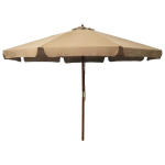 Lauko skėtis su mediniu stulpu vidaXL, 330 cm, rudas