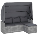 Trivietė sodo sofa su stogeliu ir pakoja vidaXL, pilka