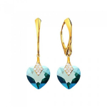 Sidabriniai auskarai su Swarovski kristalais DiamondSky Cute Valentine (Emerald Shimmer) DS02A563