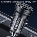 USAMS Ład. sam. C35 USB+USB-C 45W Fast Charge fioletowy|purple CC175CC02 (US-CC175)