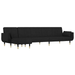 L formos sofa-lova vidaXL, juoda