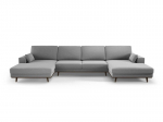 Panoraminė velvet sofa Hebe, 6 sėdimos vietos, pilka
