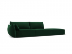 Velvet sofa Vanda (de&scaron;ininė), 4 sėdimos vietos, žalio butelio sp.