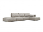 De&scaron;ininė kampinė sofa Vanda, 5 sėdimos vietos, &scaron;viesiai pilka