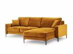 De&scaron;inioji kampinė velvet sofa Venus, 4 sėdimos vietos, geltona (garstyčių)