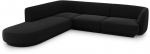 Aksominė kairinė kampinė sofa Micadoni Miley, 252 x 220 x 74, juoda