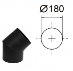 45&deg; lenkimas. Juodas metalas 2 mm. D-180 mm.