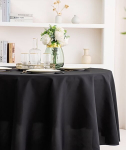 Apvali juoda staltiesė WinderHome, 225 cm