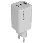 Įkroviklis ne&scaron;iojamam kompiuteriui CANYON kroviklis CU65ACC GaN 65W 2xPD 1xQC ES baltas, CANYON charger CU65ACC GaN 65W 2xPD 1xQC EU White CNS-CUW65ACC