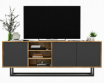 TV Spintelė Meble Lindner Ąžuolas Wotan Grafito Matinė su Metaliniu Rėmu 150 cm, 150 x 53 x 35