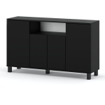 Moderni Komoda Matinės Juodos Spalvos 140 Cm 4 Durelės