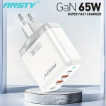 Greitasis 65W GaN USB-C kroviklis, Baltas GaN ki&scaron;tukas