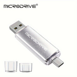 USB laikmena Microdrive TYPE-C Atmintukas 32GB 64GB 128GB OTG 2 In 1.,  Sidabrinis