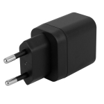 Deltaco USBC-AC153 dviejų prievadų USB-A 18 W ir USB-C PD 20 W, juodas