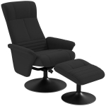 Mink&scaron;tas fotelis, akcentinis fotelis su taburete, sukiojamas, ergonomi&scaron;kas, mikropluo&scaron;to audinio i&scaron;vaizda, iki 150 kg, juodas