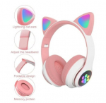 Happy People Bluetooth ausinės Cat ears LED, rožinės