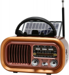 Ne&scaron;iojamas retro radijas su Bluetooth garsiakalbiu, AM/FM/SW, saulės/baterijų įkrovimas, TF/USB