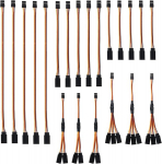 Yunique Green-Clean-Power, 21 vnt. Y servo prailginimo laidų rinkinys (1-to-2 / 1-to-3), JR 3 pin, 10/15/30 cm, RC automobiliams, dronams ir sraigtasparniams