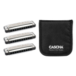 Lūpinių armonikėlių komplektas C-G-A Cascha Ocean Rock Blues HH 2346, juodas