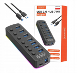Aktyvusis USB &scaron;akotuvas prievadų skirstytuvas Zenwire HUB11 7in1 7x USB 3.0 RGB LED