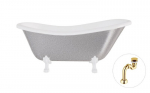 Vonia Besco Otylia Glam 170, Silver+White, su sifonu Klik-klak Gold