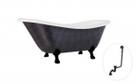 Vonia Besco Otylia Glam 170, Graphite+Black, su sifonu su persipylimu Klik-klak Black