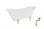 Vonia Besco Amelia 190, White+Gold, su sifonu Klik-klak Gold