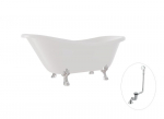 Vonia Besco Otylia 160, White+Chrome, su sifonu su persipylimu Klik-klak Chrome