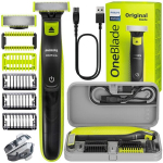 Barzdaskutė "Philips OneBlade" skustuvas QP2724/10 + "Philips OneBlade" plastikinis skustuvo dėklas - Slim Edition + 2 kūno priedai