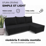 Kampinis i&scaron;skleidžiamas sofos-lovos komplektas &bdquo;St Light&ldquo;, &bdquo;Podrez&ldquo;, grafito spalvos