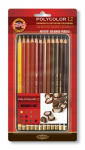Pie&scaron;tukai spalvoti Koh-I-Noor Polycolor 3822 12 vnt. rudų atspalvių