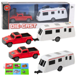 Automobilis su kemperiu Die-Cast, raudonas