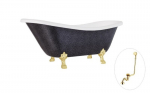 Vonia Besco Otylia Glam 160, Graphite+Gold, su sifonu su persipylimu Klik-klak Gold
