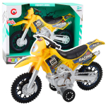 Off-Road krosinis motociklas su &scaron;viesos ir garso efektais, geltonas