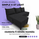 Kampinis i&scaron;skleidžiamas sofos-lovos komplektas Simple X St Light, Podrez, grafito spalvos