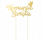 Auksinis torto topperis "pirmoji Komunija" su balandžiu