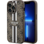 Guess 4G spausdintas Stripes MagSafe dėklas iPhone 15 Pro - rudas