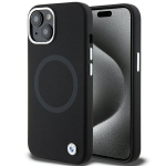 iPhone 15 - juodas BMW Signature Liquid Silicone MagSafe dėklas